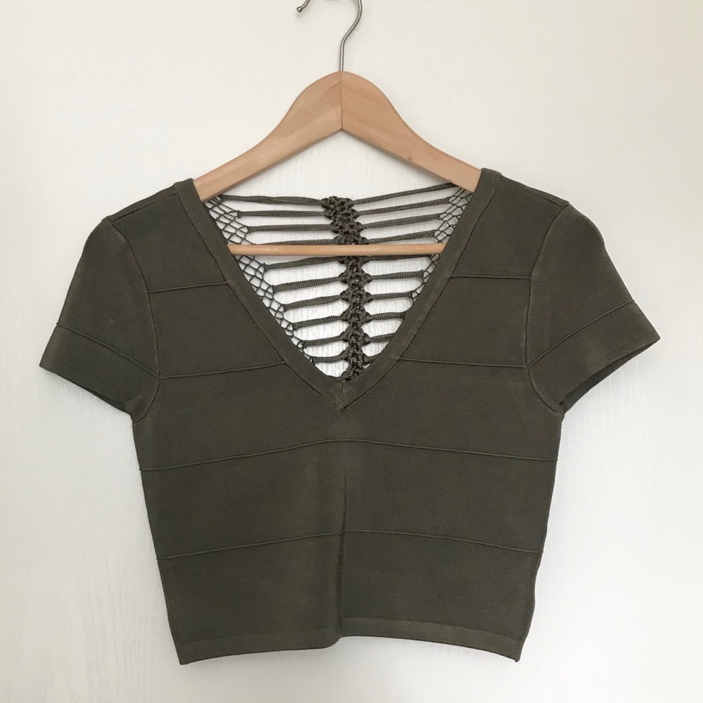 Bebe Lattice Banded Crop Top